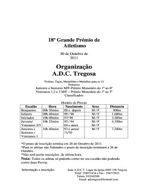 Fillable Online Aabraga 18 Grande Pr Mio De Atletismo A D C Tregosa