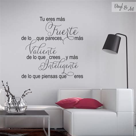 Vinilo Adhesivo Decorativo Frases Fuerte Valiente E Inteligente Tu