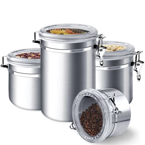 Buy Enloy 4 Piece Stainless Steel Airtight Food Storage Canister Set