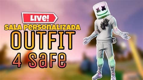 LIVE FORTNITE SALA PERSONALIZADA OUTFIT 4 SAFE ESCONDE ESCONDE YouTube