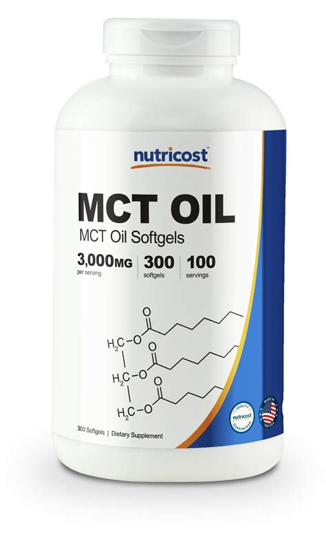 Nutricost MCT Oil Softgels 1000mg 300 SFG 3 000mg Serv Walmart