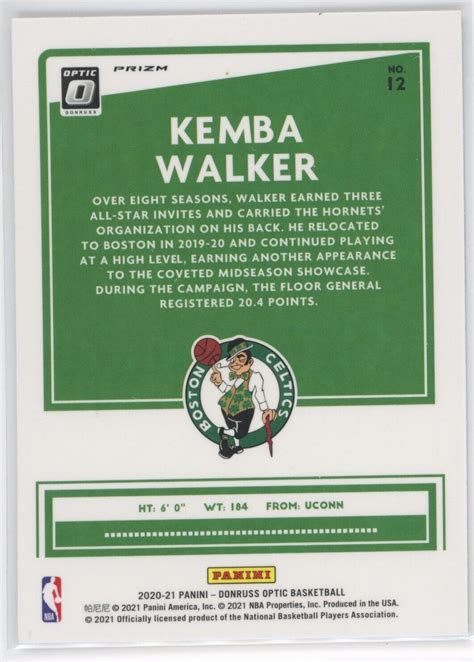 KEMBA WALKER 2020 21 DONRUSS OPTIC ALL STARS SILVER PRIZM HOLO 12 EBay