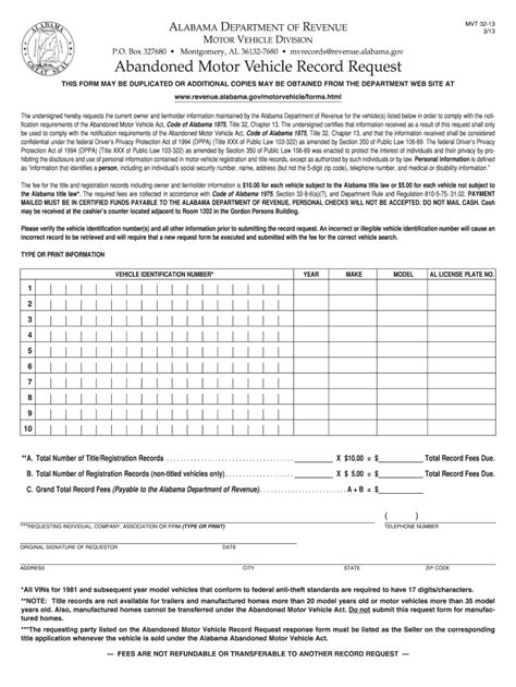 2013 Form AL MVT 32 13 Fill Online Printable Fillable Blank PdfFiller