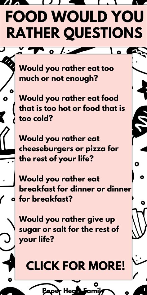 40 Would You Rather Food Questions For Kids