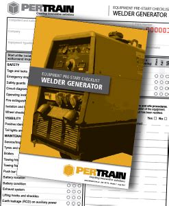 Welder Generator Pre Start Checklist Books Pertrain Pty Limited