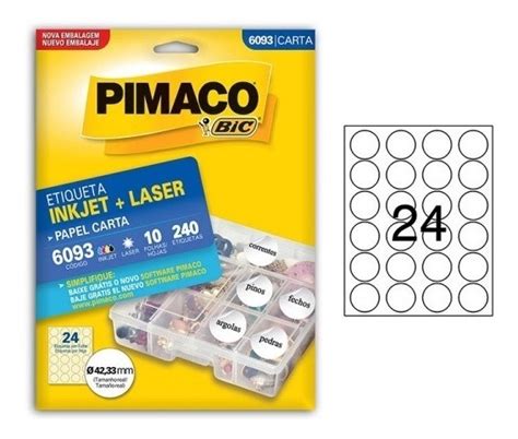 Etiqueta Pimaco Redonda Carta Inkjet Laser Pacotes Mercado Livre