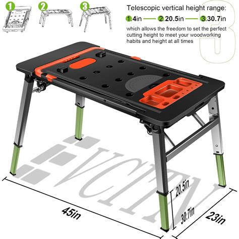 7 in 1 Folding Workbench with Wheels, Multipurpose Heavy Duty Workbench