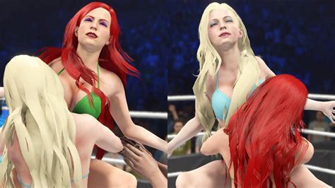 BIKINI BEARHUG REMATCH Frozen Elsa Vs Ariel WWE 2K23 YouTube