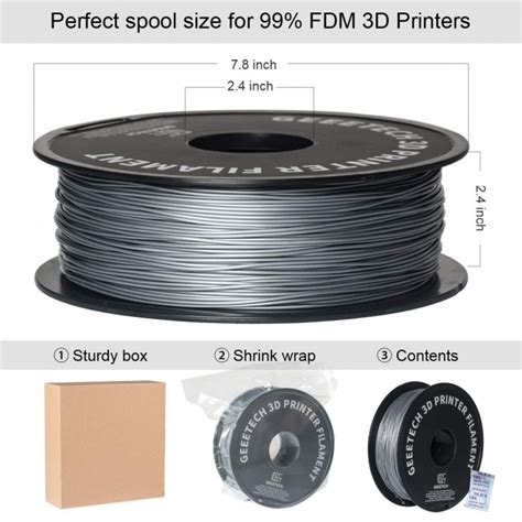 Pla Silver D Printer Filament Mm Geeetech