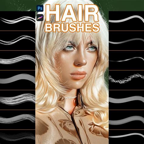 Hair Brushes For Photoshop And Procreate Etsy Gris