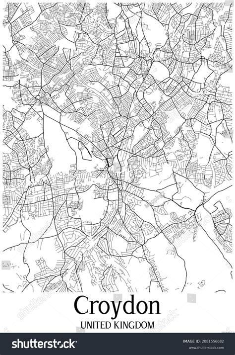 Black White Urban Map Croydon United Stock Illustration 2081556682 ...