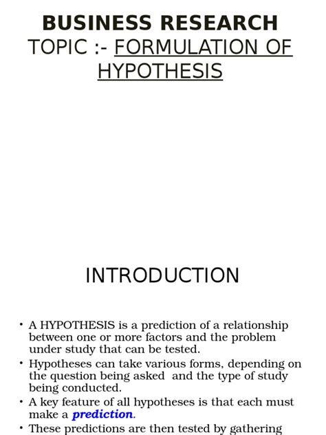 Formulation of Hypothesis | Null Hypothesis | Hypothesis 