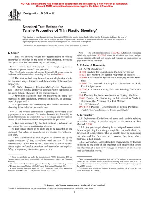 Astm D882 02 Standard Test Method For Tensile Properties Of Thin