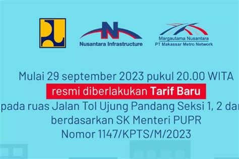 Tarif Tol Makassar Naik Mulai 29 September 2023 Berlaku Di 5 Gerbang