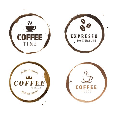 Vektor Ring Cup Fleck Kaffee Logo Grunge Logo Kaffee Vektor