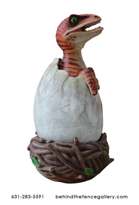 Hatching Raptor Dinosaur in Egg Statue Hatching Raptor Dinosaur in Egg ...