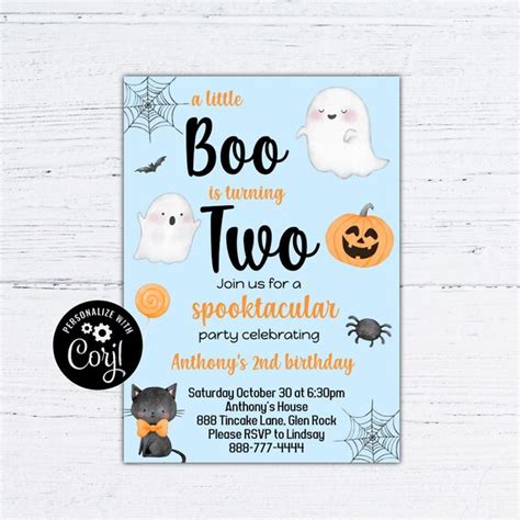 Editable Halloween Birthday Invitation 2nd Birthday Halloween