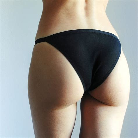 Black Tanga Thong Panties Organic Cotton Lingerie Cotton Tanga Etsy