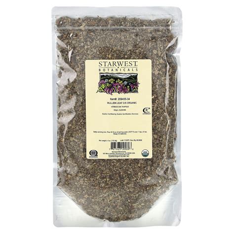 Starwest Botanicals Organic Mullein Leaf Cut And Sift 4 Oz 113 4 G