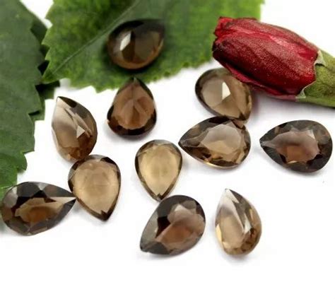 Brown Leaf Natural Smoky Quartz Pear Faceted Cut Gemstone Size X