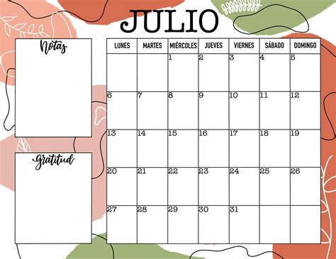 Calendario Julio Para Imprimir