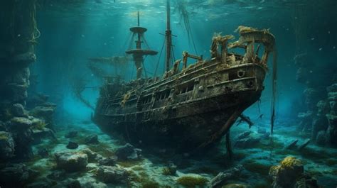 Premium Ai Image Ancient Shipwrecks On The Ocean Floor