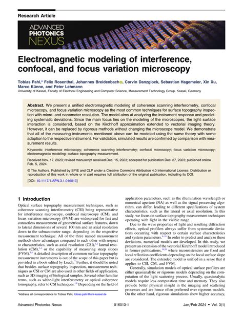 PDF Electromagnetic Modeling Of Interference Confocal And Focus