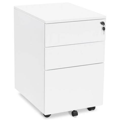 Caisson de bureau design 3 tiroirs MATHIAS en métal blanc