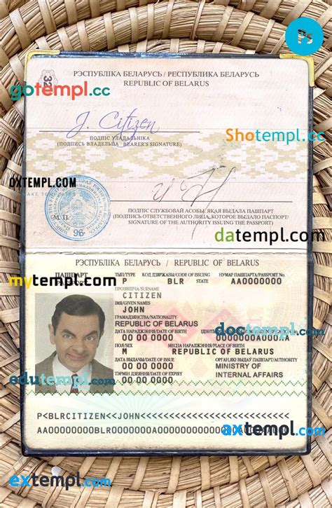 Sample Belarus Passport Editable Psds Scan And Photo Realistic Snapshot 2006 2020 2 In 1