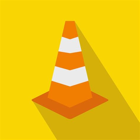 Ícone de cone de tráfego em estilo simples em um fundo amarelo Vetor