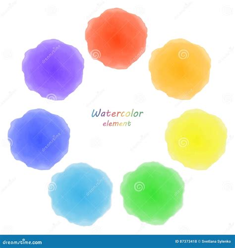 Rainbow Watercolor Blotch Set Of Rainbow Watercolor Circles Stock