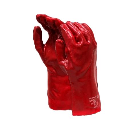 Glove Pvc Chemical Red Wrist Cm Length Abrasion Resistant Fowkes