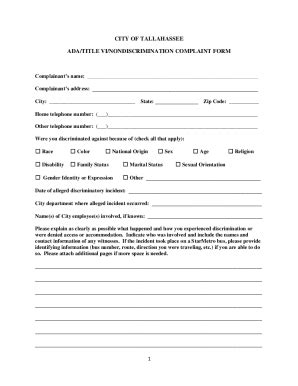 Fillable Online Title Vi Discrimination Complaint Form City Of Norwich