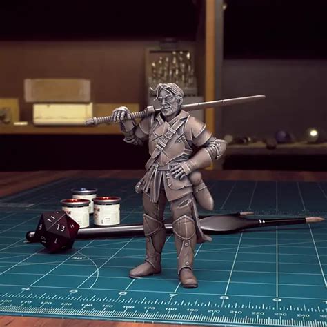 Male Human Fighter DnD Heroes 3D Print Resin Simtasia