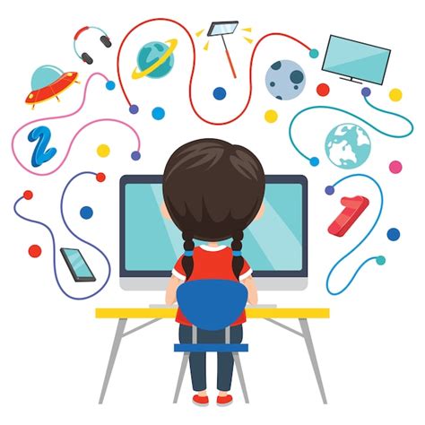 Uso De Tecnología Para Educación O Negocios Vector Premium