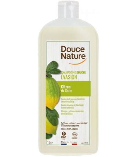 Shampoing douche évasion Citron de Sicile 1L Douce Nature Herboristerie