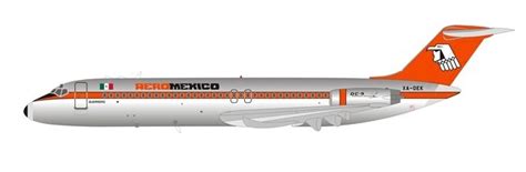 AeroMexico McDonnell Douglas DC 9 32 XA DEK Polished With Stand