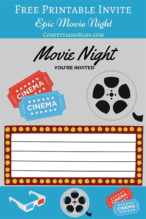 Free Printables Movie Party Invitations Movie Invitation Movie