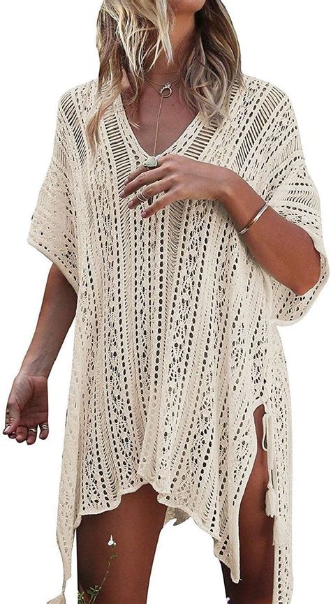 Damen Bikini Cover Up Gestrickte Strandkleid Str Cken Beach Kleider