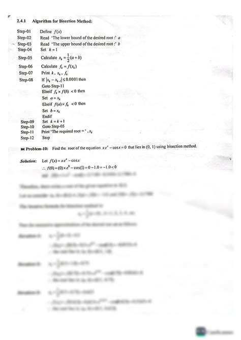 Solution Numerical Methods With Algorithm Topic Bisection Method