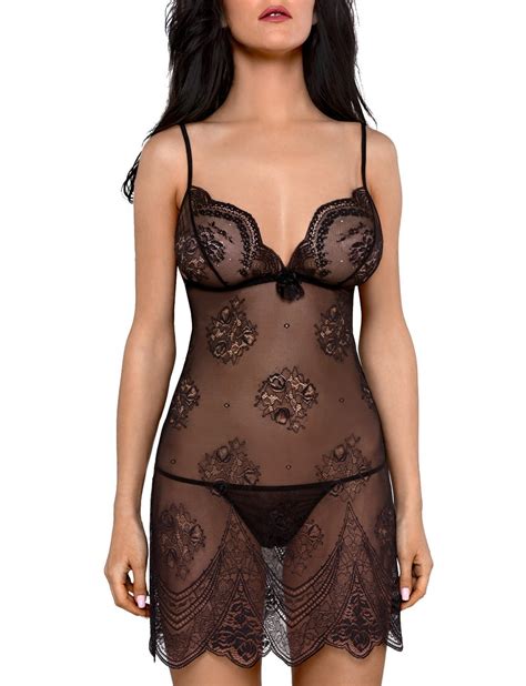 Axami V 6469 Black Swan Nachthemd Mit String Dame Regulierbar