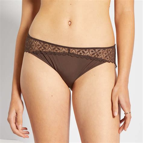 Culotte micro et dentelle Lingerie du S au XXL rose pâle Kiabi 5 00