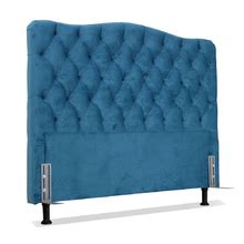 Cabeceira Estofada Damares Cm Queen Size Boton Suede Azul