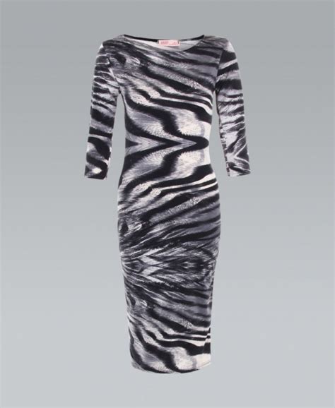 Krisp Tiger Print Jersey Grey Midi Bodycon Dress Dresses From Krisp