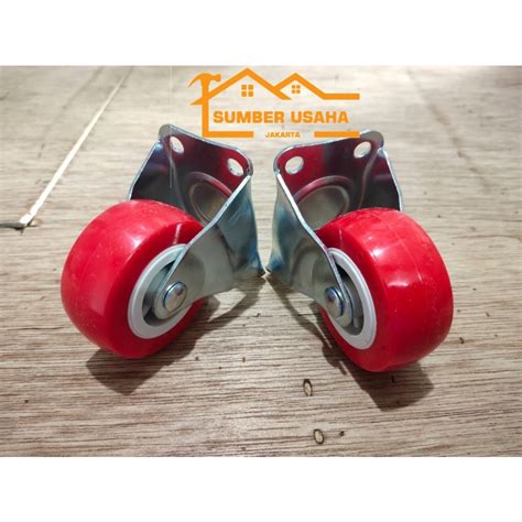 Jual Roda Nylon Merah Mati Trolly Troli Mm Pu Caster Etalase Gerobak