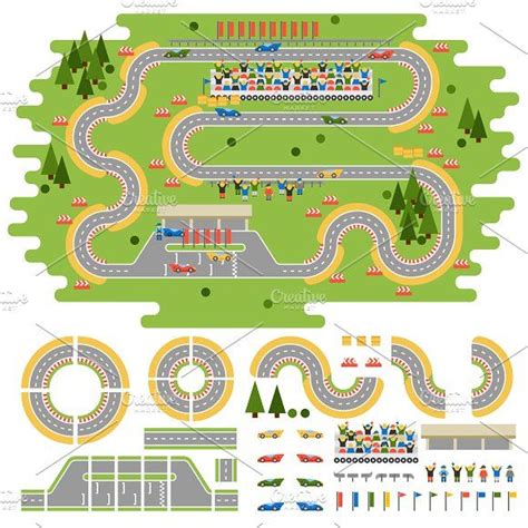 Cartoon race track with cars card poster vector image on vectorstock ...