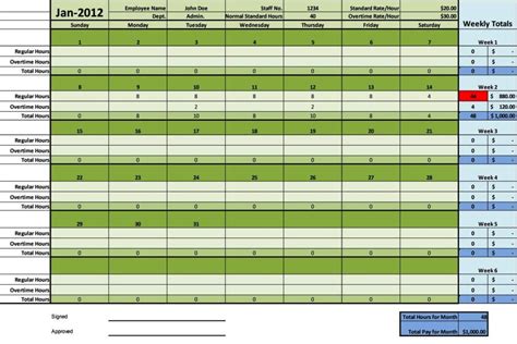 Monthly Timesheet Template Excel Free Download - SampleTemplatess ...