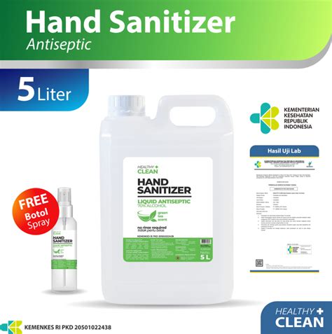 Hand Sanitizer Cair Liter Antiseptic Alkohol Kemenkes Lazada