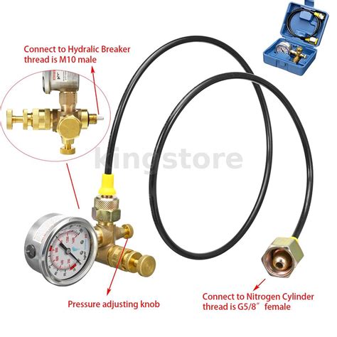 M Pressure Gauges Kit Nitrogen Gas Charging Breaker Hammer Device