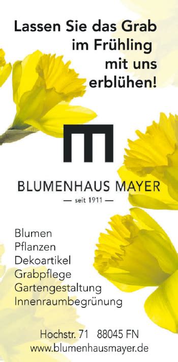 Traueranzeigen Von Blumenhaus Mayer Schwaebische De Trauerportal